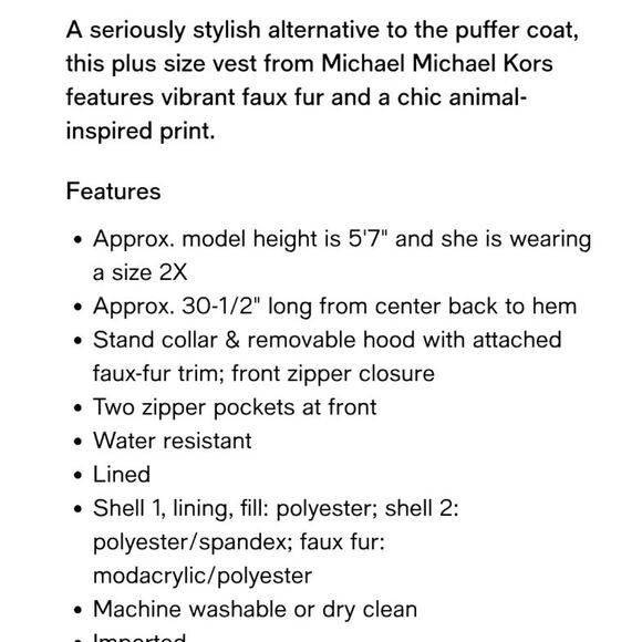 MICHAEL Michael Kors Plus Size X Cheetah Print Faux-Fur-Trim Hooded Vest in pink - Picture 2 of 8